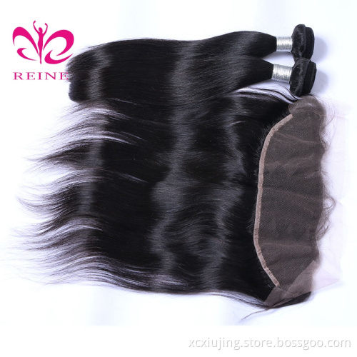 Overnight shipping straight peruvian hair virgin hair bundles with 13*4 frontal  Malaysian Straight Hair
